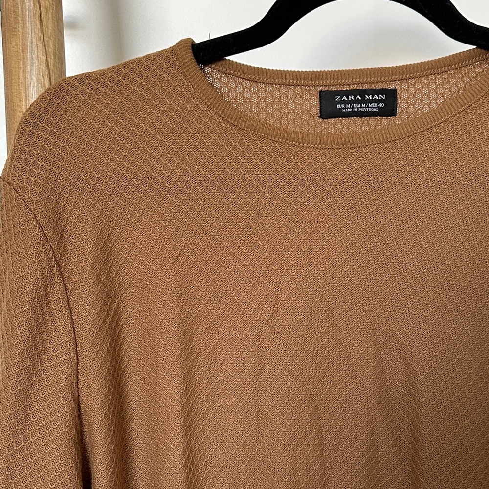 Zara Men’s Brown Textured Crewneck Sweater - Picture 4 of 4